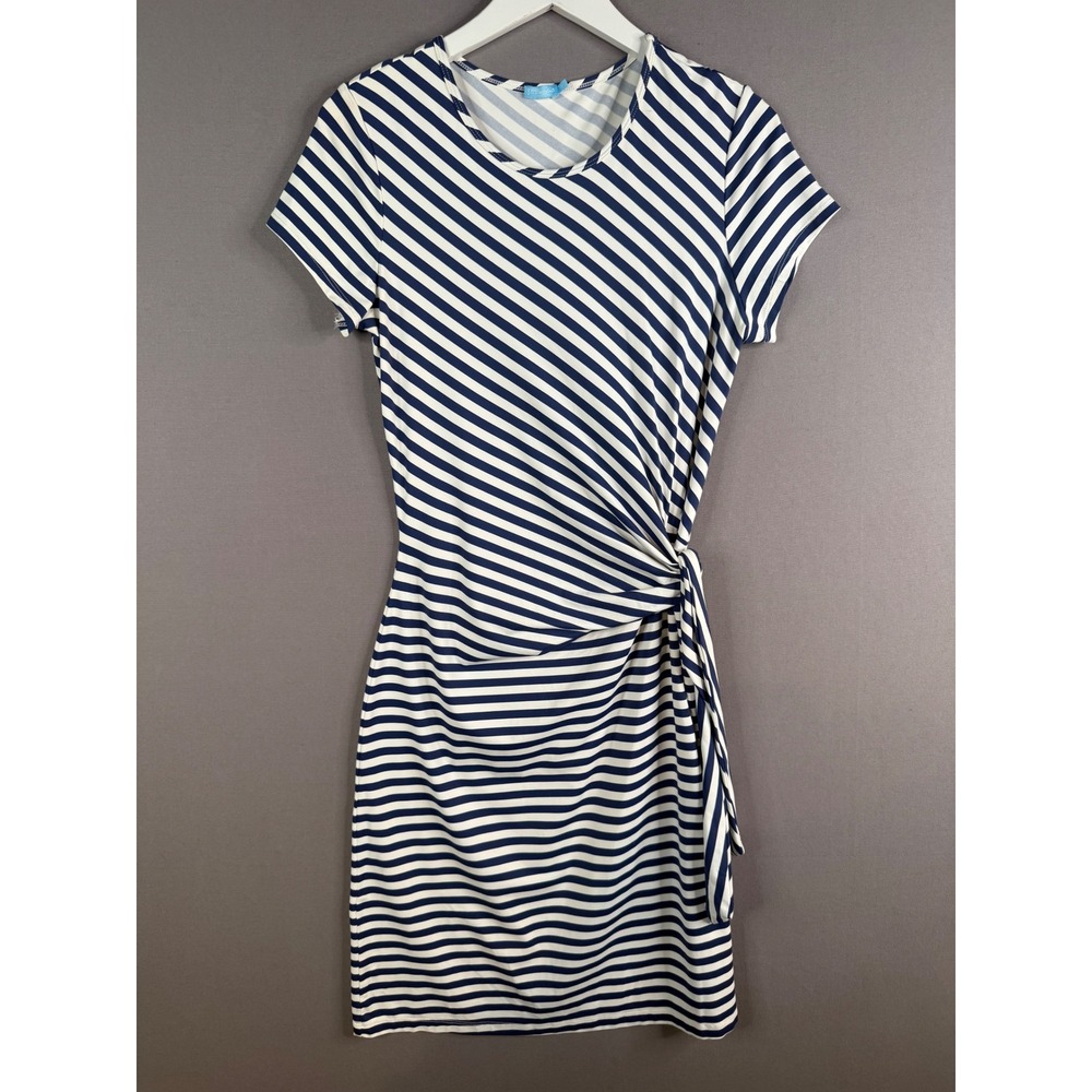 J.McLaughlin‎ Elora Dress Womens M Navy White Striped Catalina Cloth Side Tie